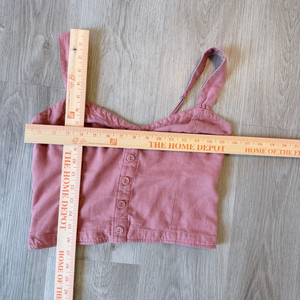 Abercrombie & Fitch Linen Blend Button Front Smocked Cami Top Pink Womens Medium - Picture 6 of 6